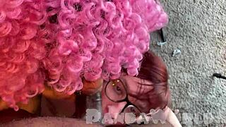 Cute girl gives blowjob and takes ass fuck