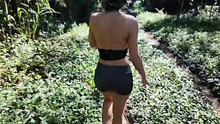 stepdaughter teases in woods