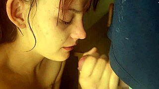 Stepdaughter sucks daddy's cock with dildo in pussy