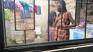 Housewives make homemade porn after laundry, they're hot sluts