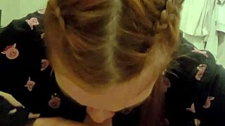 Redhead roommate sucked my dick and spat cum back