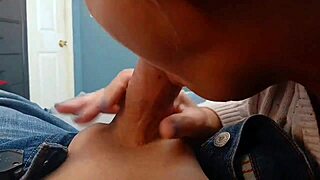 amateur couple's blowjob with big cock sucking in pov style