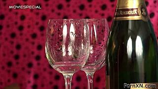 long haired blonde in lingerie sucks cock to cumshot