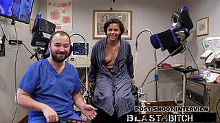 Rebel Wyatt sucks dick twice backstage, spreads pussy for close-up fucking and cum blast