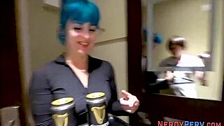 Big tit slut swallows nerd's dick for the first time