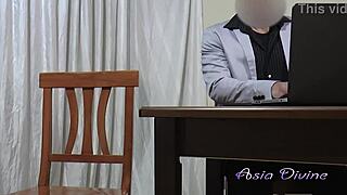 Asia Divine drains her colleagues' cocks - full video on sheer.com