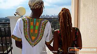 African queens dive into casual homemade lesbian action with intense fingering and pussy licking on those big asses and tits.