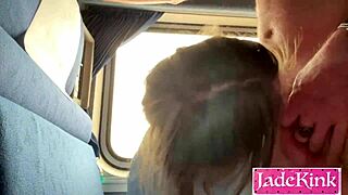 Blonde Cabin Girl with Blue Eyes Gets Bound and Fucked by Handsome Stranger on Amtrak Train in Rough Outdoor Action