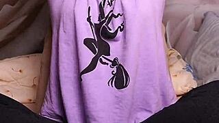 Tickling and light BDSM with nipple play on amateur wife's puffy natural tits and skinny body!