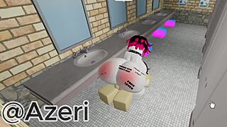 Guy fucked friend with big cock in public toilet like roblox
