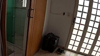 julia souza had her first time right here in the shower, getting wild with blowjob and feet play backstage