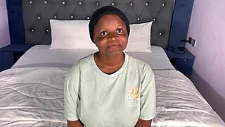 hey elizabeth, you're this beautiful ebony babe - tell me about your shaved pussy and masturbation during casting