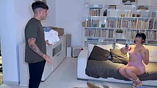 Fucking my dirty stepson with big cock deepthroat and rough doggystyle to stop the blackmail. Brunette Latina pornstar gags on monster cock in choking orgasm.