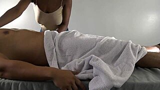 Sexy ebony babe evi rei with perfect body gives edging blowjob and handjob