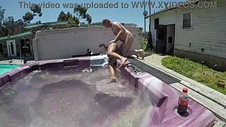 Dayanara gets naked in hot tub for deepthroat blowjob and hardcore sucking on cock 😏💦