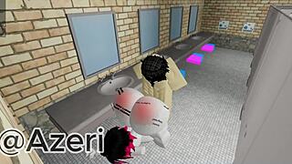 Guy fucked friend with big cock in public toilet like roblox