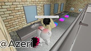 Guy fucked friend with big cock in public toilet like roblox