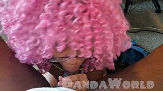 ebony anal slut takes bbc deep in asshole while second ebony slut swallows bbc in group assfucking