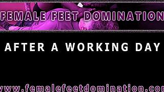 Female Manager Dominates Husband by Forcing Him to Smell Her Stinky Barefoot Feet After Working Day Trailer