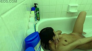 candy cruise enjoyed a relaxing bathtub session by the pool