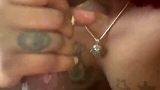 slutty red head gives deepthroat blowjob with gagging choking and ball licking to big black cock