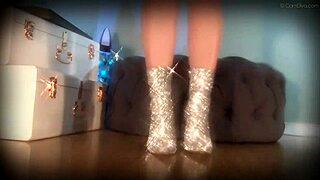 hey, mesmerizing her slave with those sparkle boots in femdom ass worship 😏