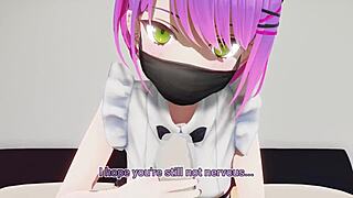 Towa gives blowjob handjob footjob with cumshot in Japanese style