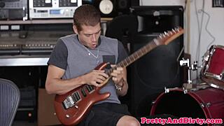 Busty babe gives blowjob then bends over for doggystyle fucking with close up missionary riding