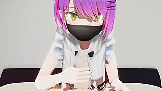 Towa gives blowjob handjob footjob with cumshot in Japanese style