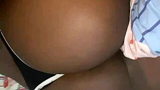 Aline lies on my bed showing her ass in casual fun