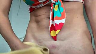 i love taking an outdoor shower before shaving my smooth pussy clean in the public spot