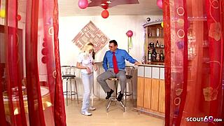 Blonde teen stepdaughter secretly films intense fucking with her father in classic vintage German taboo style. Cumshot covers her young body.