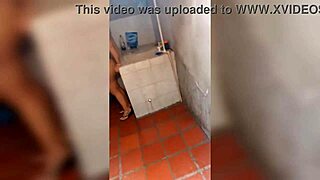 Neighbor brunette takes bath on balcony showing big tits and ass, this Canadian goddess gets fucked by couple with monster cock.