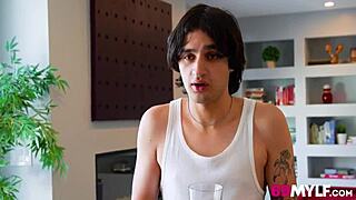 Horny lonely housewife fucks eager neighbor in quick reality sex.