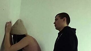 Quick Fuck With Classmate In Entrance, Brunette Girl Next Door Flashes Legs And Takes Cum In Mouth As First Time.