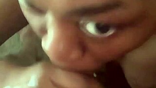 slutty red head gives deepthroat blowjob with gagging choking and ball licking to big black cock