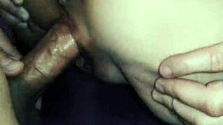 graceful sex with beautiful slender milf in fishnet stockings on bed