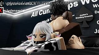 fucking a cowgirl in doggystyle and breeding her with big black cock in roblox