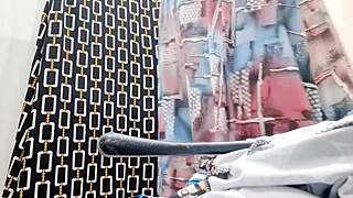 wonderful italian stepmom reveals her hairy pussy in a public store setting