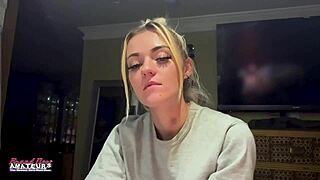 why does skinny blonde cutie sassy suck cock before pussy pounding?