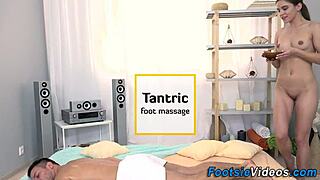 Teen Babe Delivers Sensual Footjob Handjob And Intense Blowjob Action