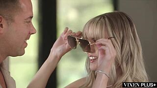 stunning blonde amber shares intense passionate goodbye sex with blowjob and cowgirl riding