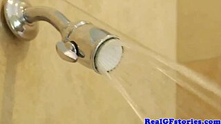 Lingerie housewives dive into double penetration fun in the shower 🛁