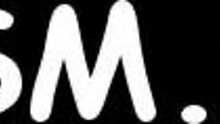 Stuffing brunette girl with hard toy in BDSM slave fetish session.