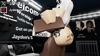 fucking a cowgirl in doggystyle and breeding her with big black cock in roblox