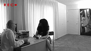 Black babe Nyomi Banxxx takes white cock deep in her pussy with blowjob and cowgirl riding.