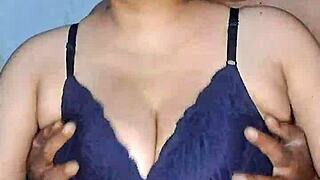 Big boobs blonde milf shows off her huge natural tits and hairy pussy.