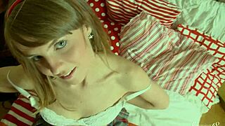 I Feel So Turned On As Tiny Coed Erika T Strips Off Her Uniform And Plays