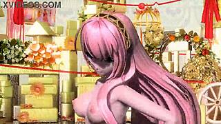 Why does Megurine Luka show off big ass and tits in full nude mod during Project Diva performance?