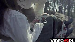 blonde in costume suggests intense blowjob and fucking in high definition cosplay